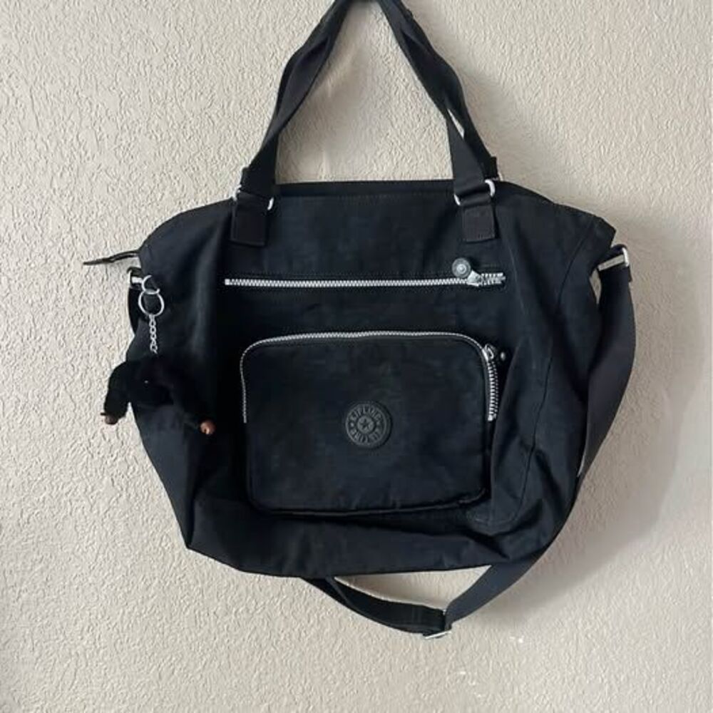Kipling Maxwell Tote Bag Black Nylon Travel Weekender Gym Crossbody
